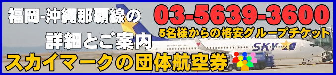 スカイマーク団体航空券・福岡から沖縄那覇間のフライトスケジュールとチェックイン手続き