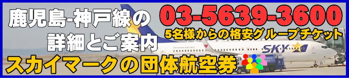 スカイマーク団体航空券・鹿児島-神戸線のフライトスケジュールとチェックイン手続きについて