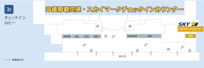 沖縄那覇空港のスカイマークチェックインカウンター